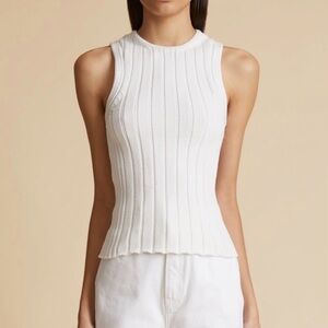 Khaite White Manu Rib Knit Sweater Tank | M